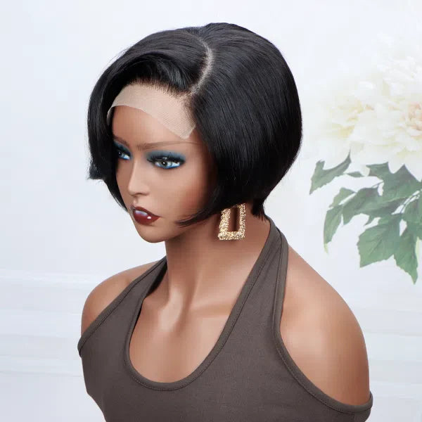 Executive Chic: Natural Black Pixie Cut Wig Mature Boss Style Glueless Design 5x5 HD Lace Short Human Hair Wig