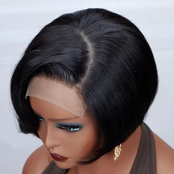 Executive Chic: Natural Black Pixie Cut Wig Mature Boss Style Glueless Design 5x5 HD Lace Short Human Hair Wig