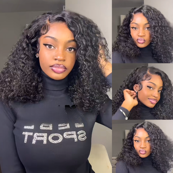 Glueless Short Afro Curly Bob Wig 4x4 / 13x4 Brazilian Curly Hair Flash Sale Amanda Hair