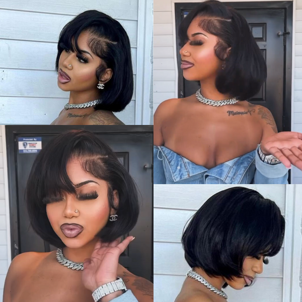 Glueless Straight Short Bob Wig Summer Wig Choice 4x4/13x4 Brazilian Hair Lace Wigs