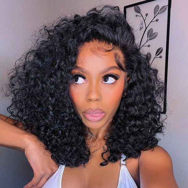Glueless Short Afro Curly Bob Wig 4x4 / 13x4 Brazilian Curly Hair Flash Sale Amanda Hair