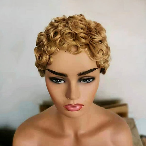 Synthetic Wig Curly Pixie Cut Machine Made Wig Short A1 Synthetic Hair Women's Soft Party Easy to Carry Blonde Daily Wear Party Evening Daily Christmas Party Wigs