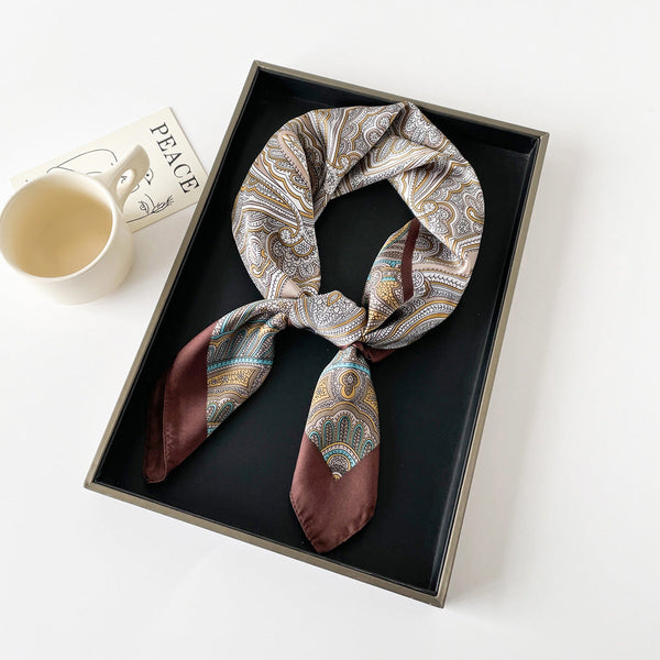 Spring Small Square Scarf Silk Bandana Scarf Printed Satin Hair Band Headscarf