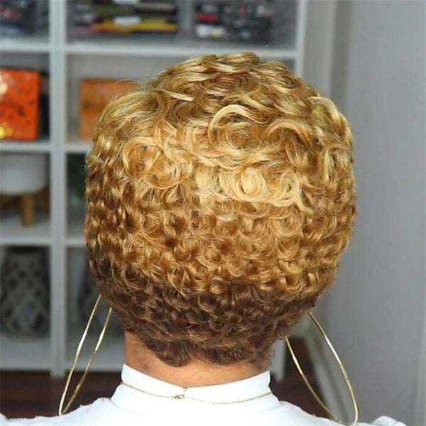 Synthetic Wig Curly Pixie Cut Machine Made Wig Short A1 Synthetic Hair Women's Soft Party Easy to Carry Blonde Daily Wear Party Evening Daily Christmas Party Wigs