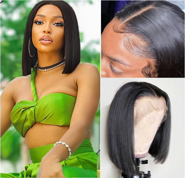 Highlight Short Bob Wigs Human Hair 4/27 Honey Blonde Wig For Black Woman
