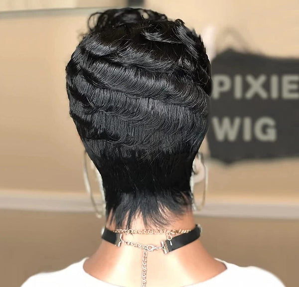 Short Pixie Cut Wig Natural Black Soft Brazilian Hair Natural No Lace