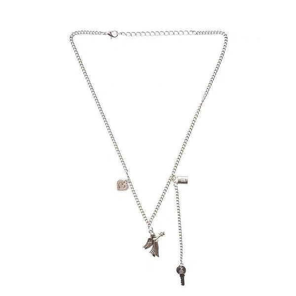 Angel Heart Lock Key Necklace