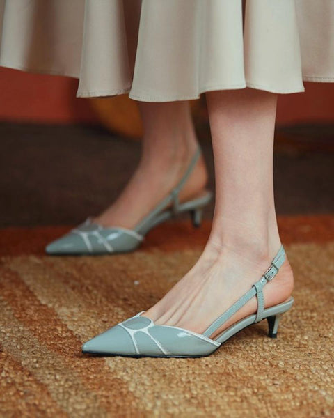 Pointed-toe Color Block Hollow-out High Heels