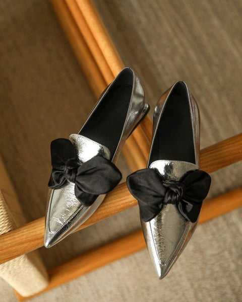 Bowknot Pointed Loafers Slip-on
