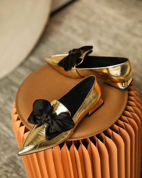 Bowknot Pointed Loafers Slip-on