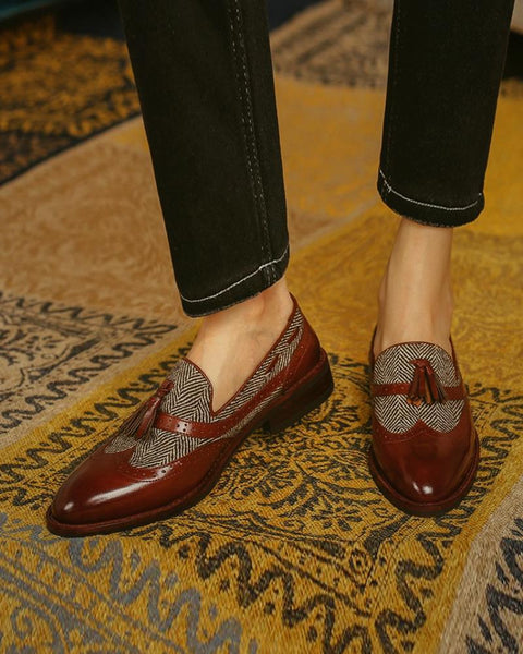 Retro Round Toe Tassel Loafers