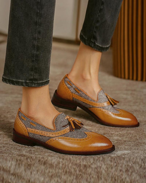 Retro Round Toe Tassel Loafers