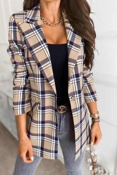 Liverpool Plaid Button Down Blazer