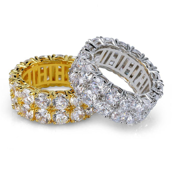 2 Row CZ Diamond Solitaire Ring
