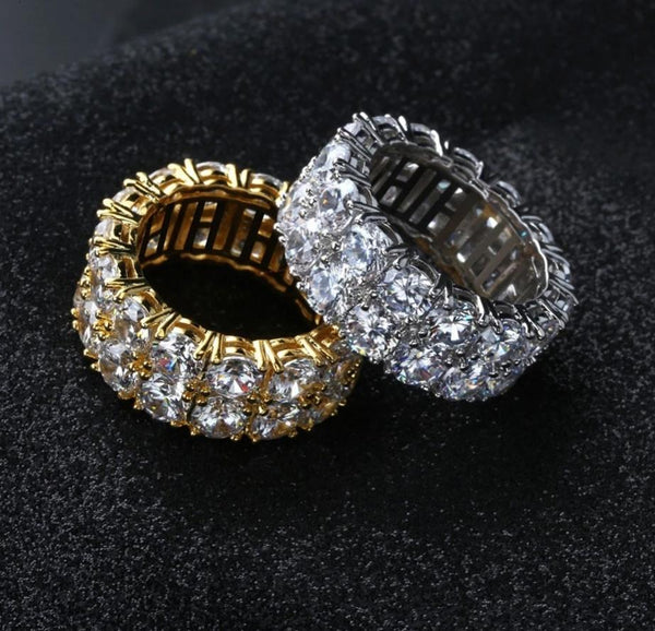 2 Row CZ Diamond Solitaire Ring