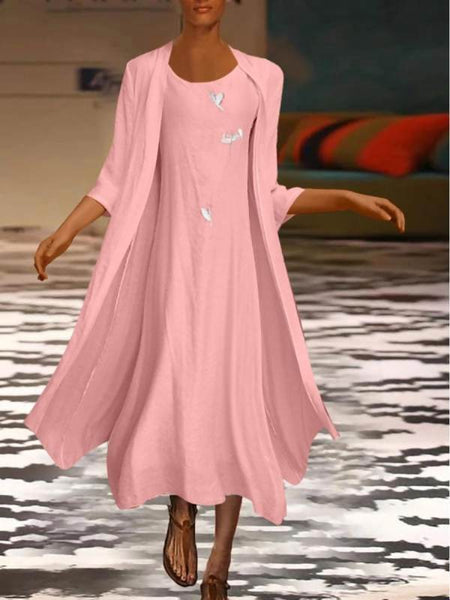 Vintage Embroidery Two-Piece Maxi Dress