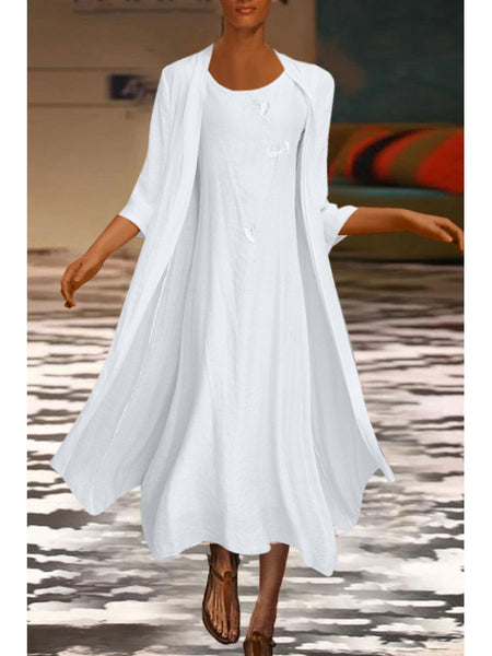 Vintage Embroidery Two-Piece Maxi Dress