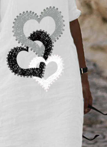 Print/Sequins/Heart 1/2 Sleeves Shift Knee Length Casual Tunic Dresses