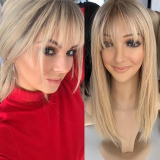 Natural Human Hair Topper With Bangs