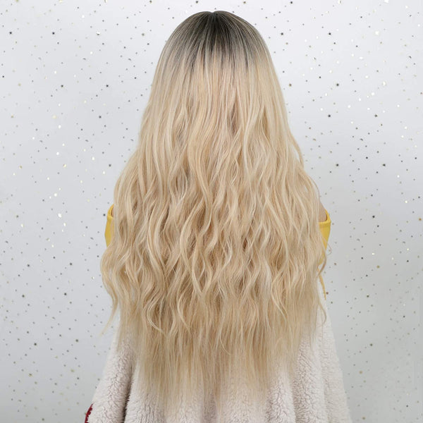 Long Black Curly Wavy Mini Lace Wig For Women