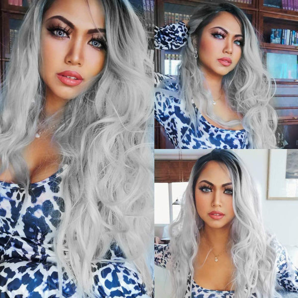 Long Black Curly Wavy Mini Lace Wig For Women