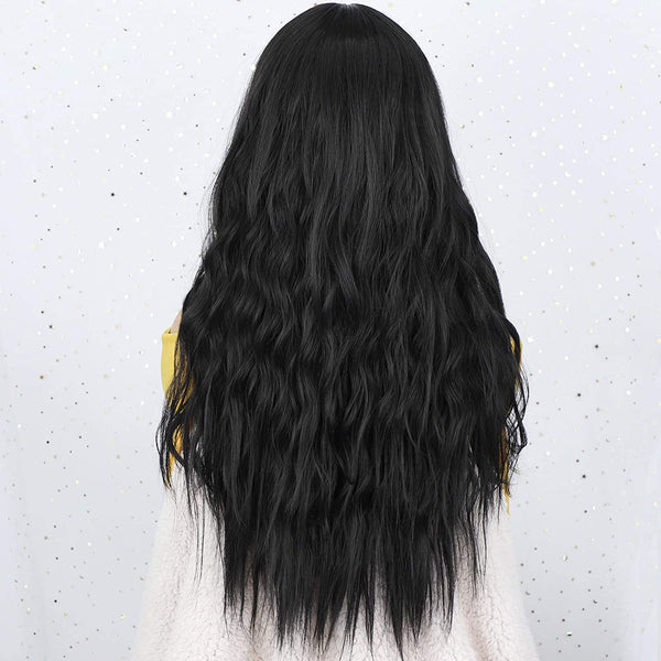 Long Black Curly Wavy Mini Lace Wig For Women