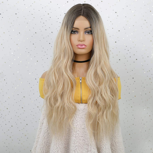Long Black Curly Wavy Mini Lace Wig For Women
