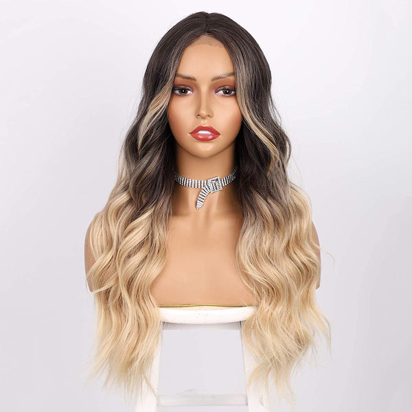 Long Black Curly Wavy Mini Lace Wig For Women