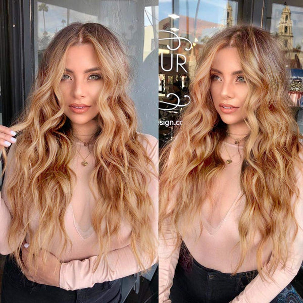 Long Black Curly Wavy Mini Lace Wig For Women