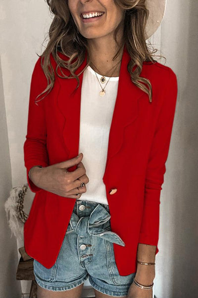Business Petal Collar Solid Color Blazer