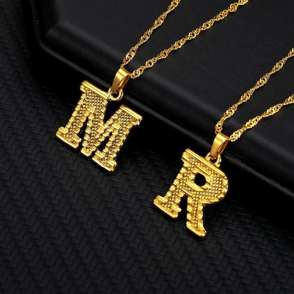 A-Z Letter Gold Color Metal Hiphop Necklace