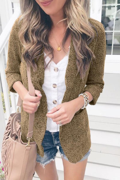 Length Sleeve Solid Color Lapel Blazer Coat