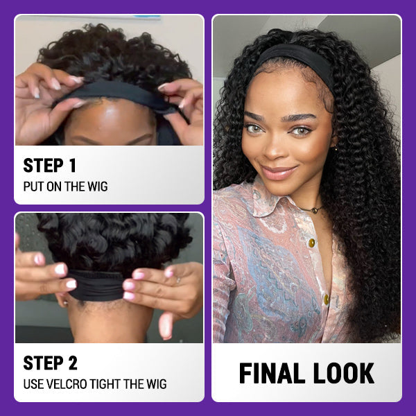 Deep Wave Affordable Curly Headband Wig (Get Free Trendy Headband)