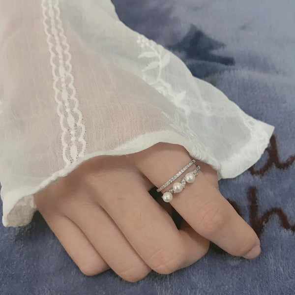 "Fresh Air" Sterling Silver Pearl Open Ring