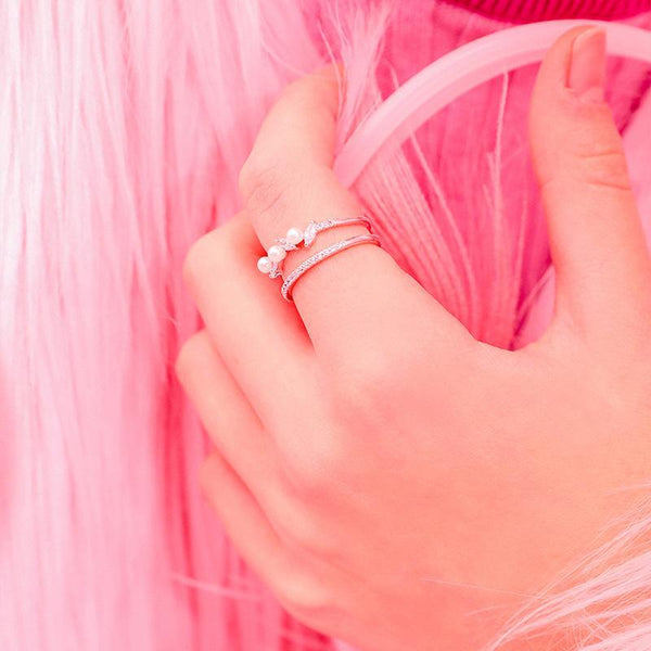 "Fresh Air" Sterling Silver Pearl Open Ring