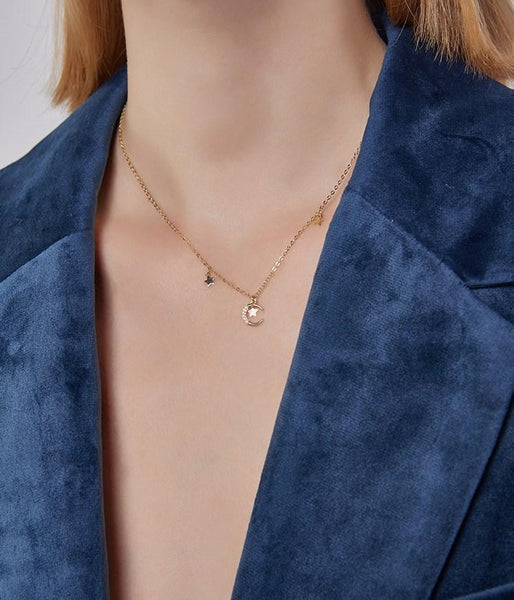 Gold Plating Silver Zircon Necklace