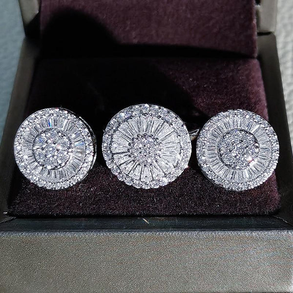Jewelry Set Ring + Stud Earring 925 Sterling Silver Zircon Jewelry Engagement Ring