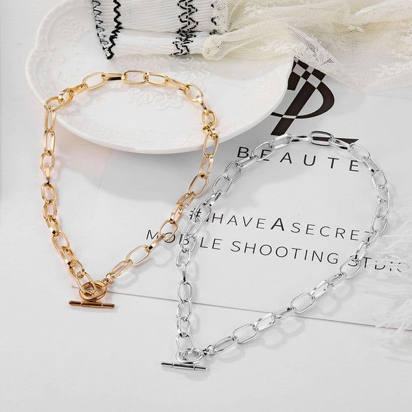 Trendy Chain Choker Necklace Silver Gold