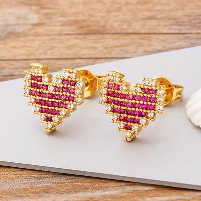 New Arrival Charm CZ Diamond Heart Stud Earrings