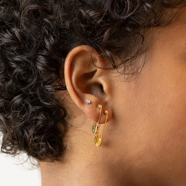 CZ Pin Earring New Design Lady Gift Gold Filled Simple Multi Piercing Jewelry A pair