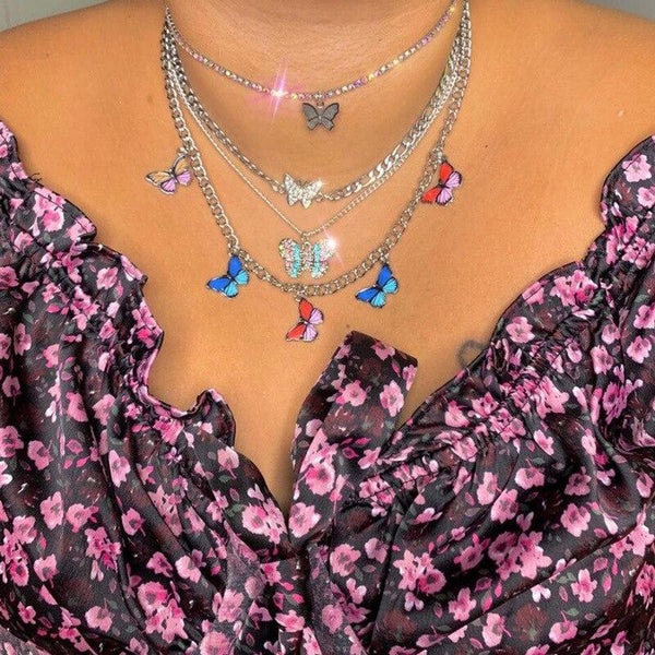 Bling Butterfly Chain Necklace