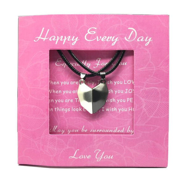 2Pcs Magnetic Couple Heart Necklace