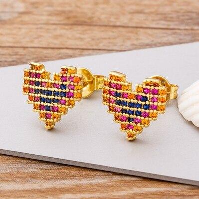 New Arrival Charm CZ Diamond Heart Stud Earrings