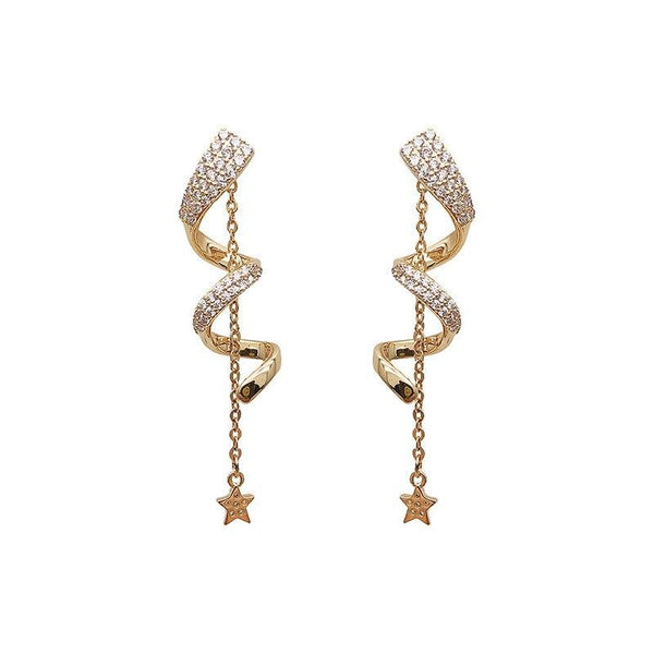 Twisted Long Tassel Earrings Women Sparkle Drop Earring