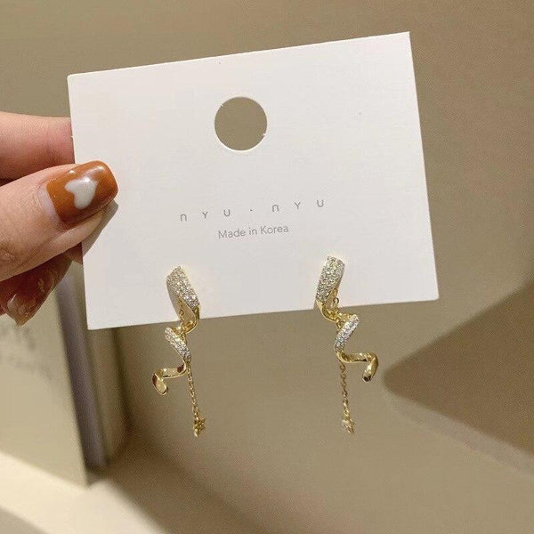 Twisted Long Tassel Earrings Women Sparkle Drop Earring