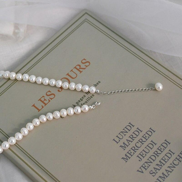 6-7mm Natural freshwater pearl Chokers necklace 925 sterling silver jewelry for women gift 2021 trend new fashion