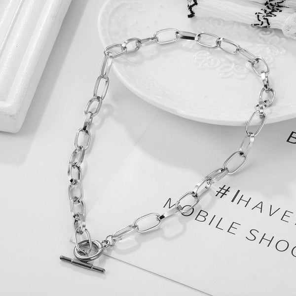 Trendy Chain Choker Necklace Silver Gold