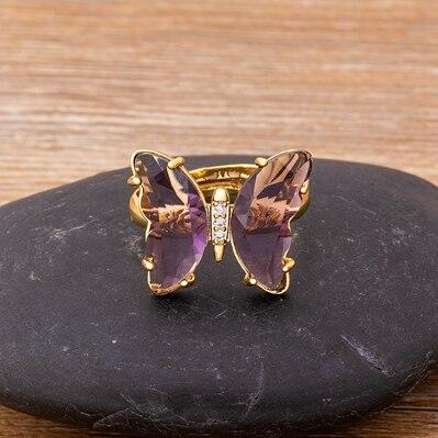 New Clear Crystal Adjustable Butterfly Ring