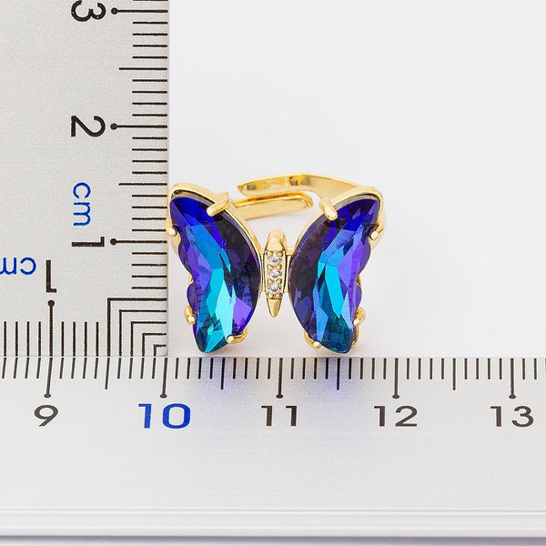 New Clear Crystal Adjustable Butterfly Ring