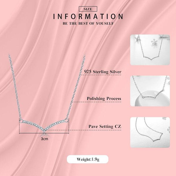 Minimalist Fashion Cubic Zirconia Pendant Real 925 Sterling Silver Link Chain Necklace